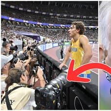 Fotodiket i friidrotts-VM och SVT:s programledare André Pops.