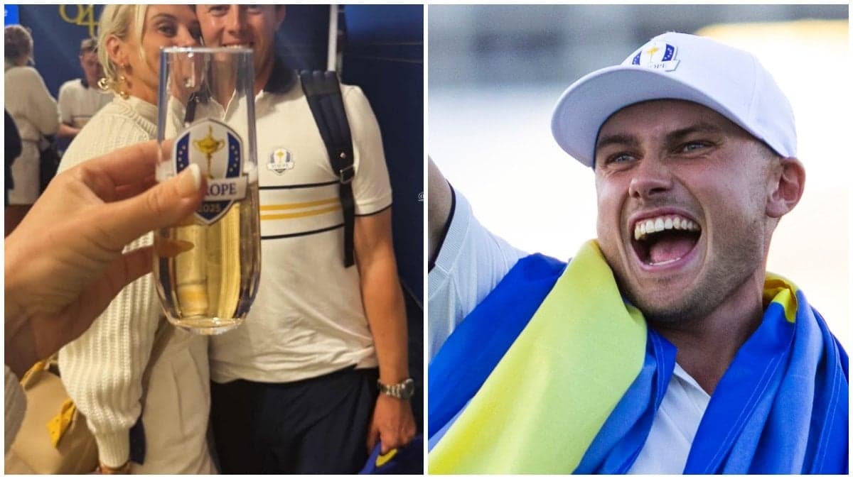 ett glas champagne och Ludvig Åberg.