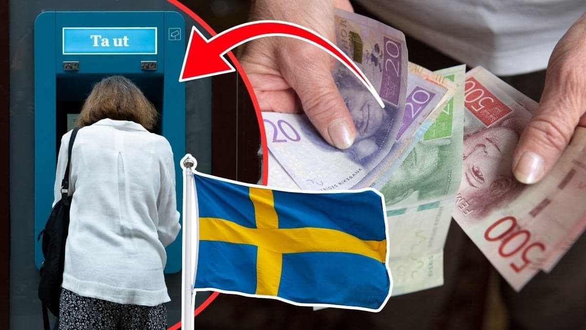 kontanter, bankomat, svenska flagga