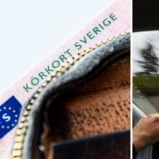 Bilder på någon som kör och ett körkort.