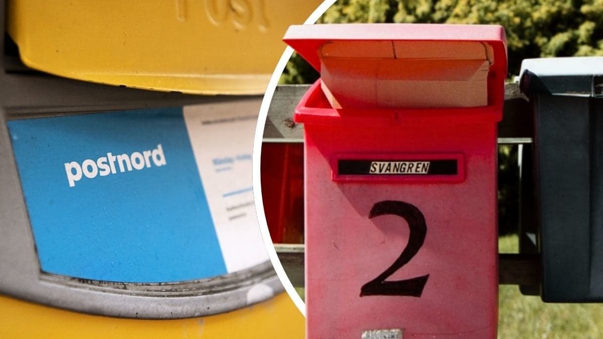 Postnord-brevlåda och postlåda längs väg