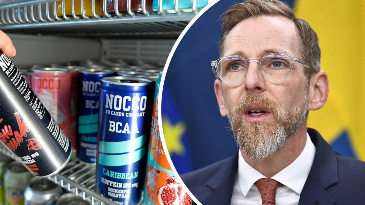Energidrycker i en kyl vänster. Jakob Forssmed höger.