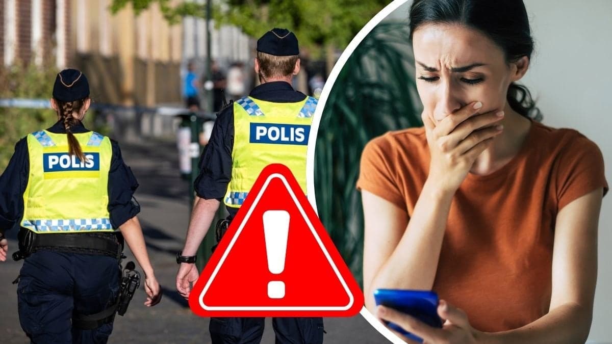 Polis, kvinna som läser sms