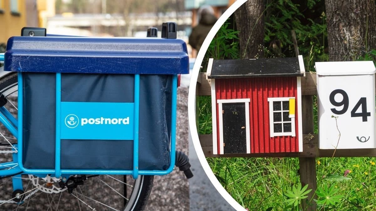 Postnord-logga på cykel och brevlådor