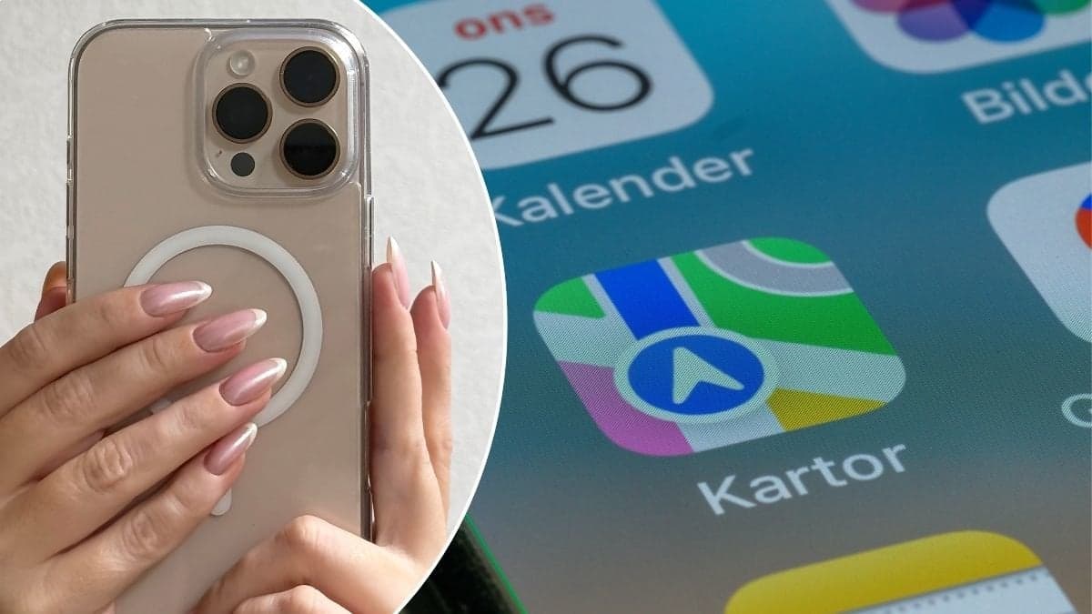 En Iphone och en kart-app på en telefon.