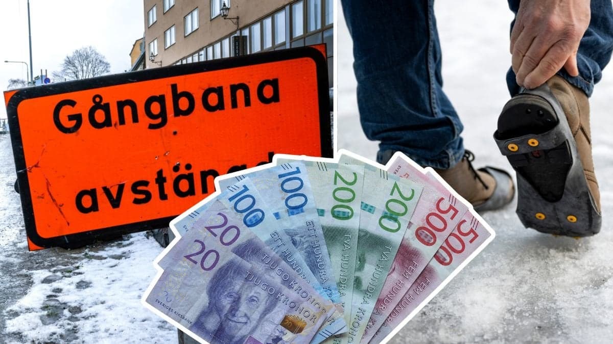 Skylt, broddar och pengar.