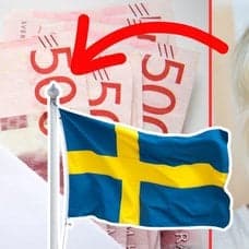 Pengar glad kvinna svensk flagga