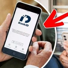 BankID-appen i en mobiltelefon och en kvinna med mobil