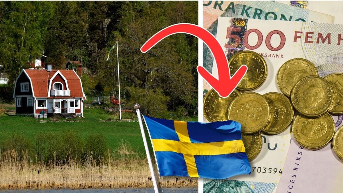 Svenskt hus och svenska pengar.