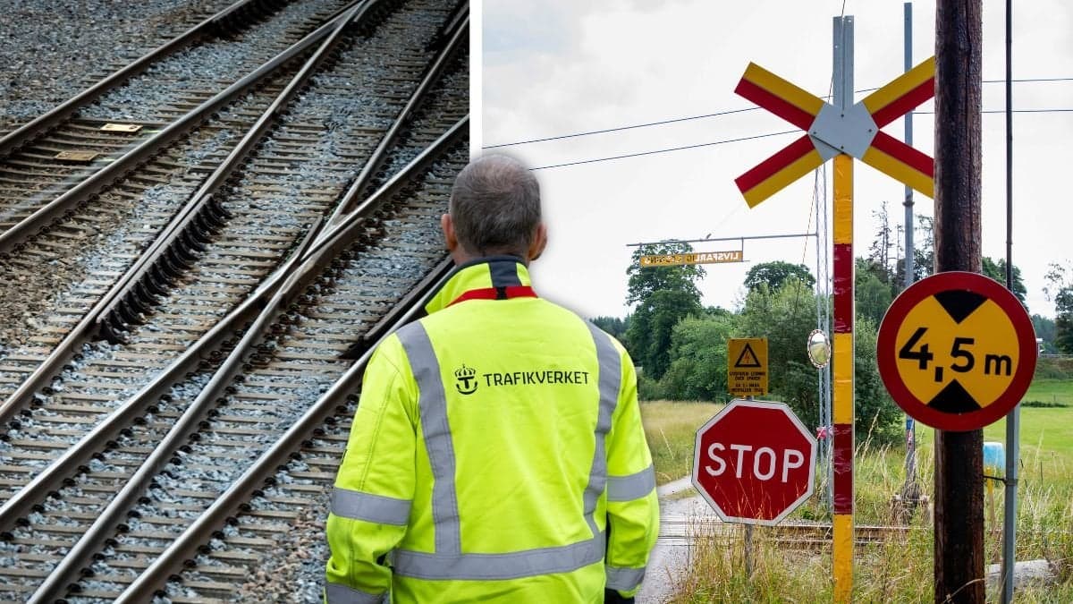 Tågspår och en tågvärd från Trafikverket.