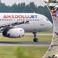 Bilder på Ajet-flygplan och en strand i Bodrum.