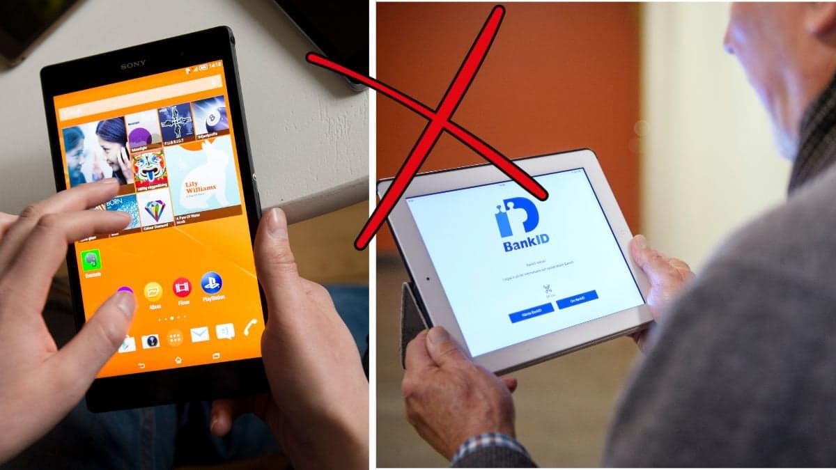 Surfplatta och en annan surfplatta med BankID-appen i.