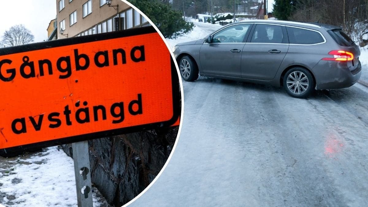 Varning för halka-skylt, ishalka