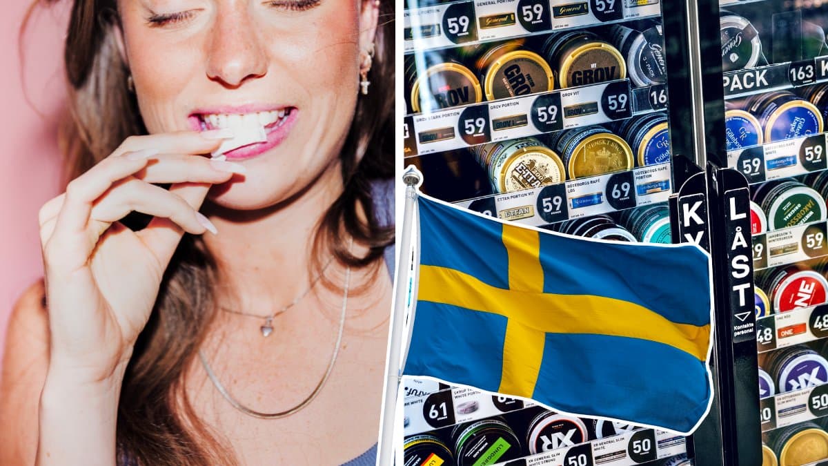 Snus, kvinna ,flaga