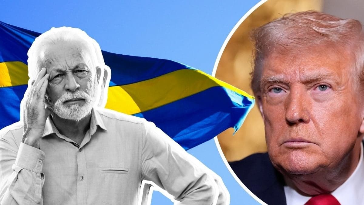 Äldre man, Sverige-flagga och Donald Trump