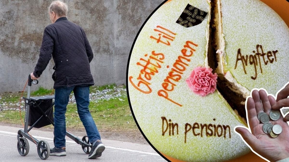 Pensionär, tårta och pengar.