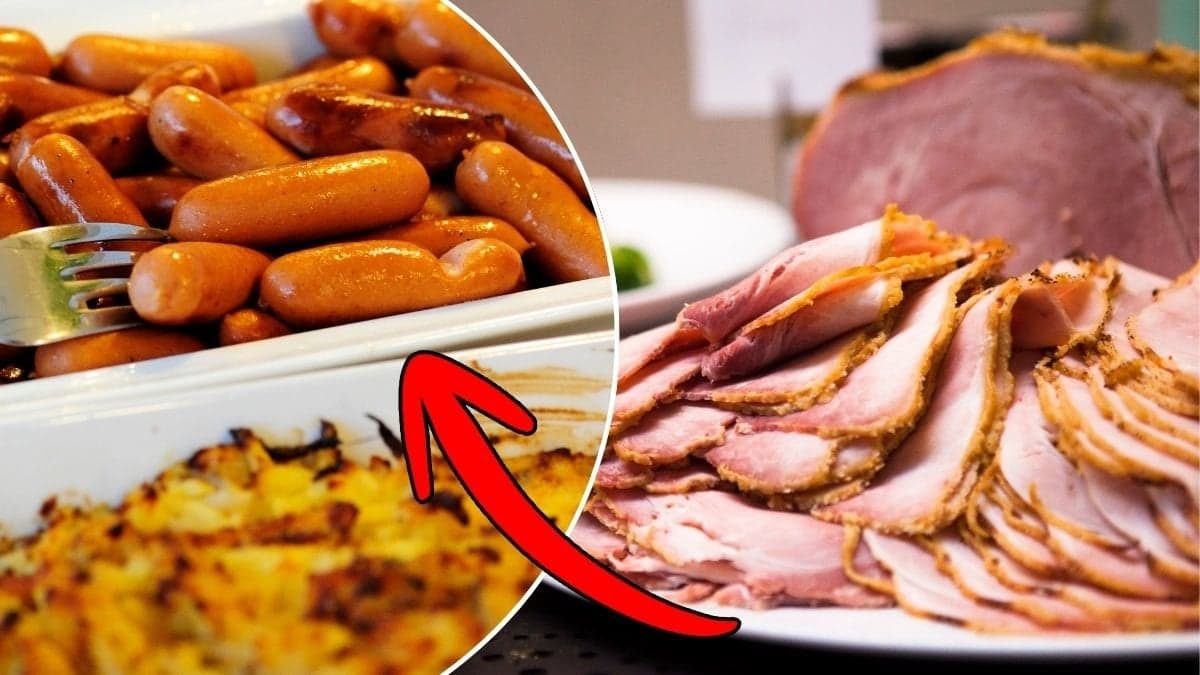 Bilder på mat som finns på julbordet.