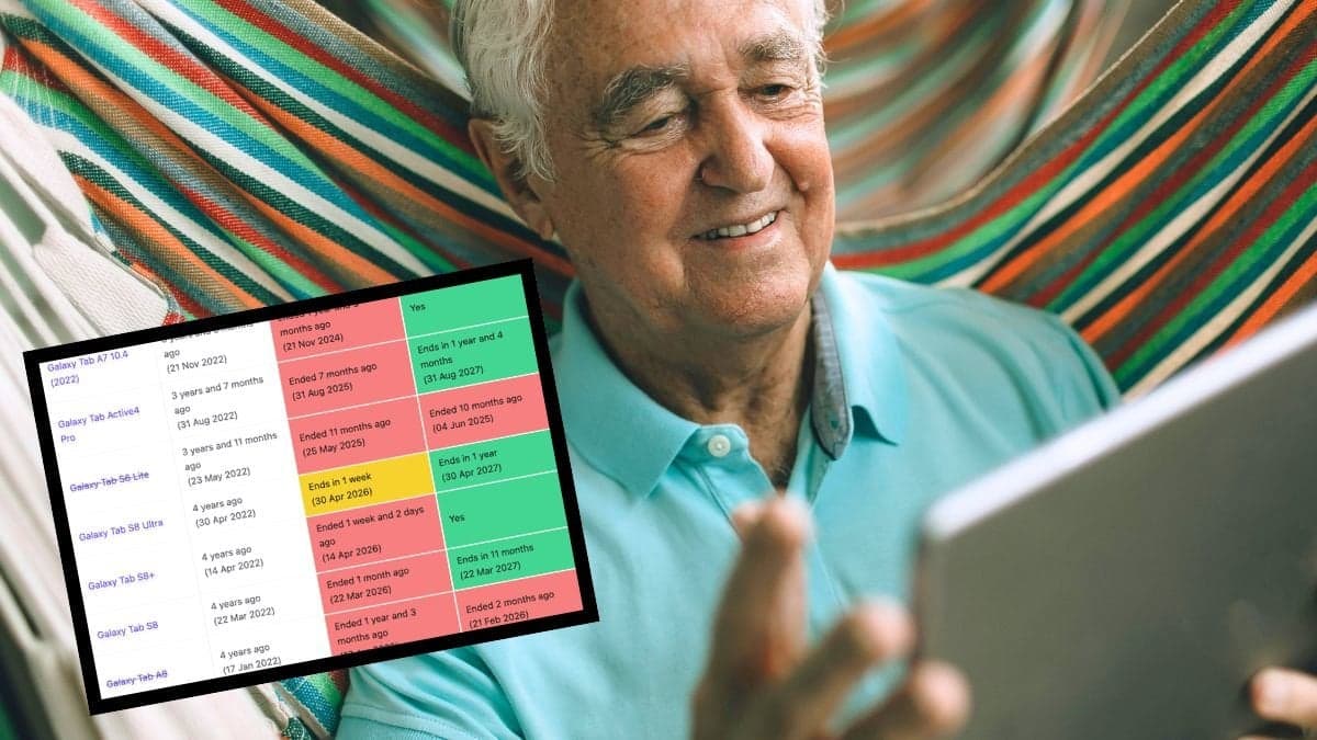 Äldre man som tittar på en surfplatta