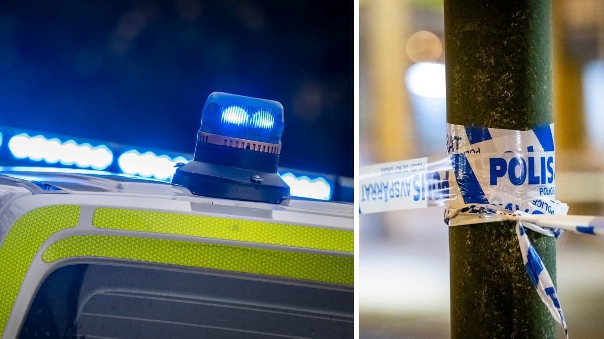 Blåljus vänster. Polistejp höger.