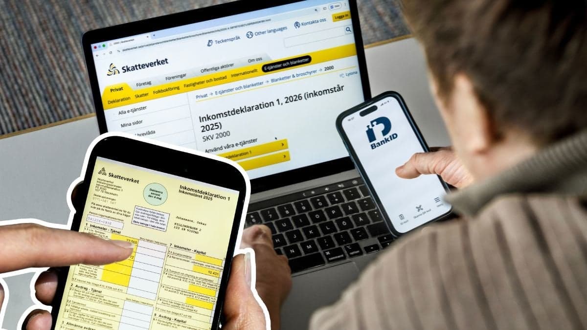 Deklaration i mobil och i dator.