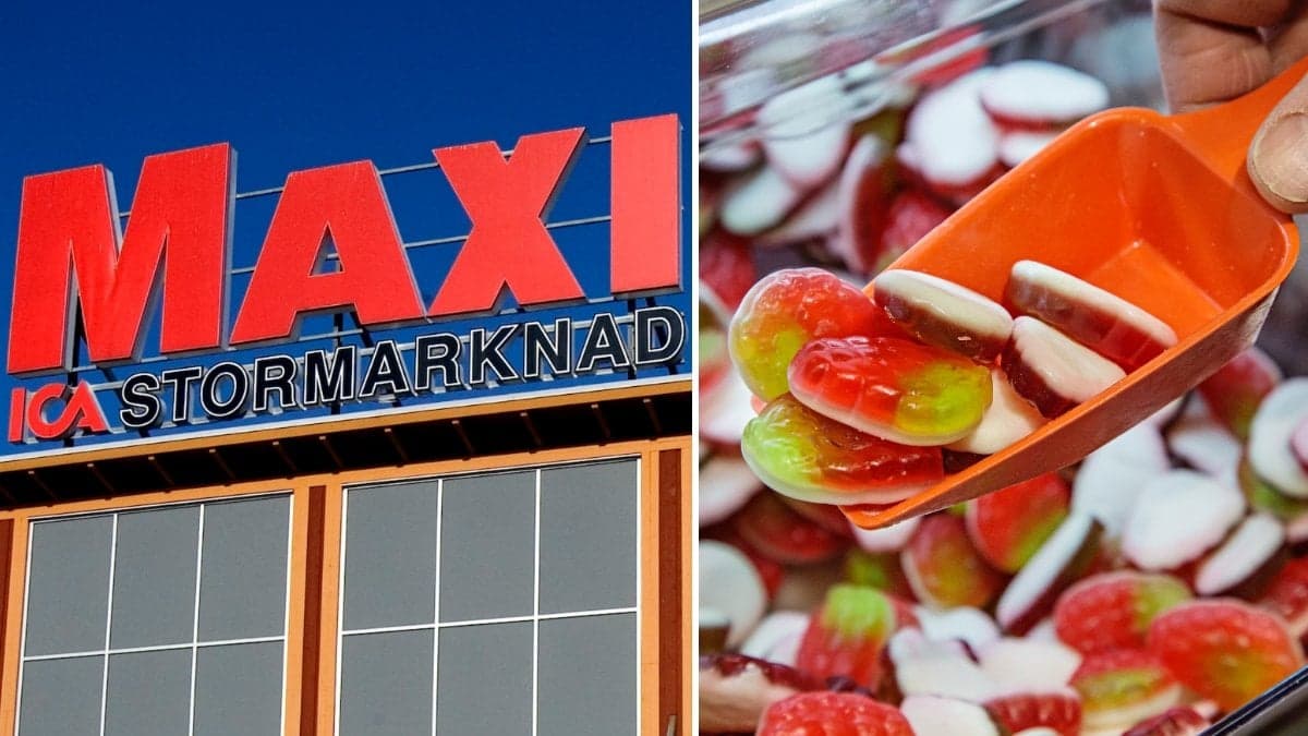 Bild på Ica Maxi och godis.