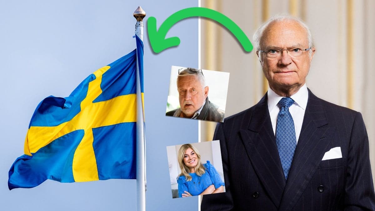 Sverigeflaggan och kungen.