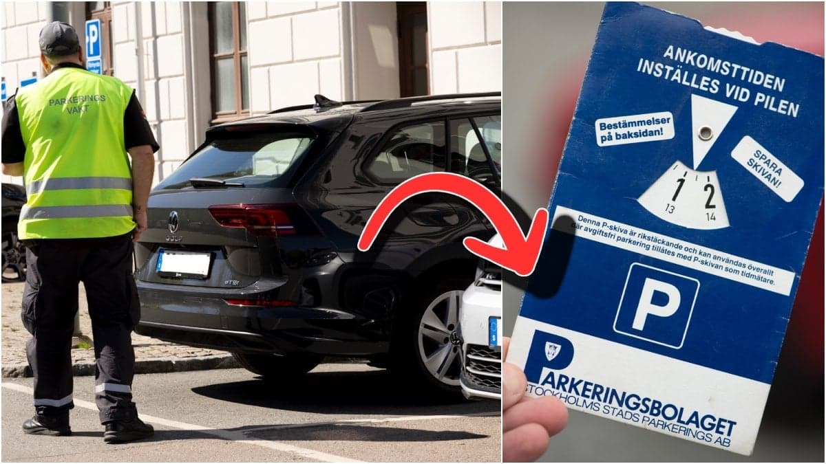 Genrebild på en parkerad bild och p-skiva 