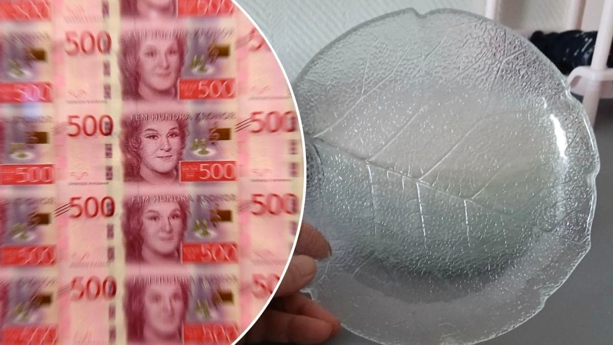 Bilder på sedlar och assietten från servisen Aspen.