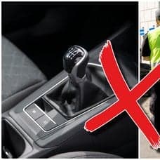 Växellåda på bil och parkeringsvakt.