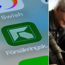 Försäkringskassans app och en uppgiven man.