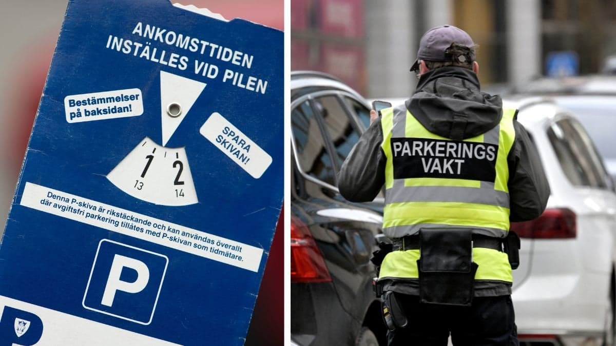 P-skiva och en parkeringsvakt.
