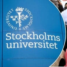 Bild på Greta Thunberg och Stockholms universitetsskylt.