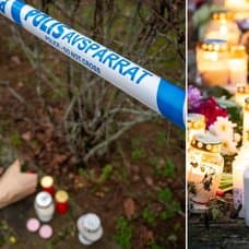 Avspärrning och minnesplats.