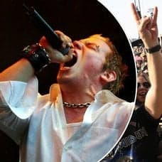 Bilder på en artist och en rockpublik.