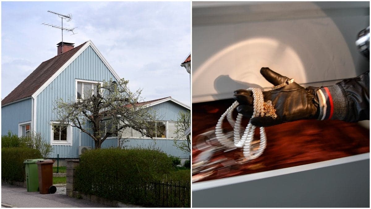 Blå villa och tjuv som gör inbrott