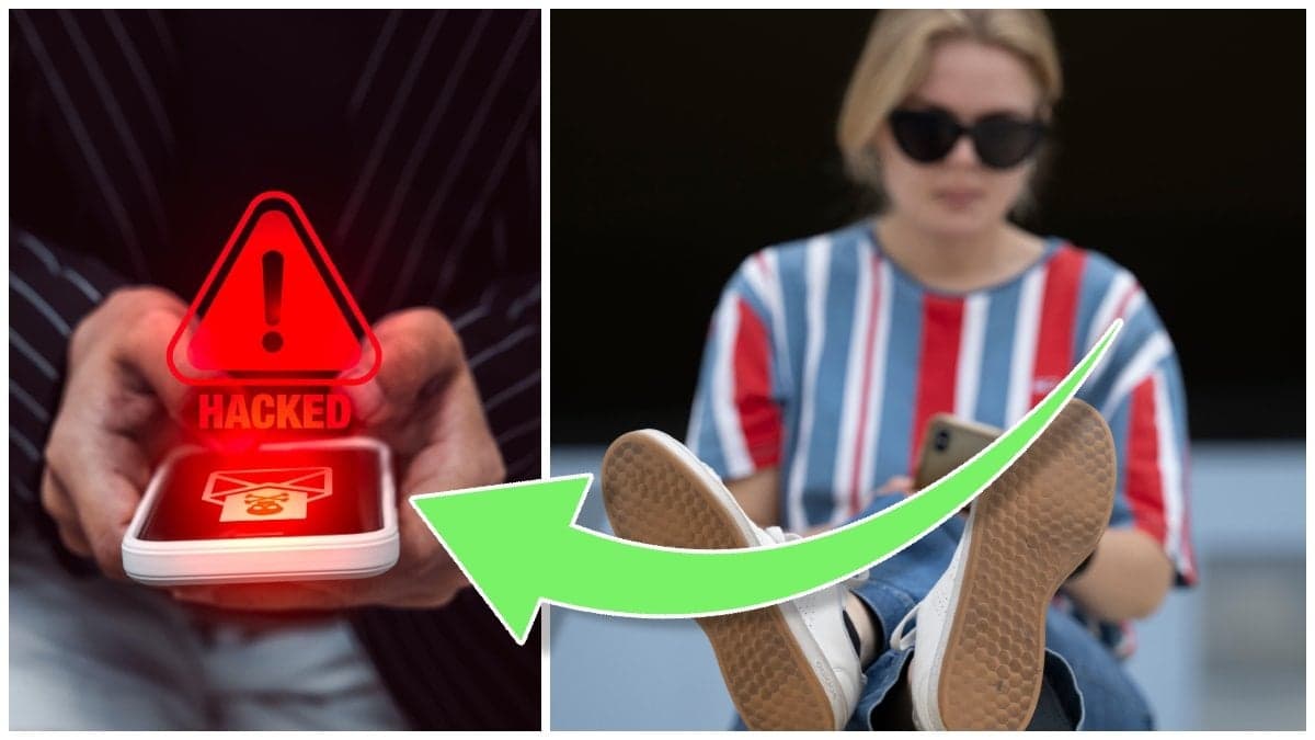 Mobiltelefon och kvinna med mobiltelefon