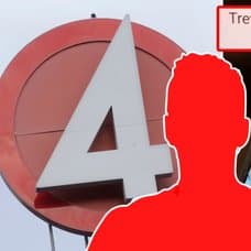 TV4-profil åtalas för sexköp. Övergripande bilder på TV4 logotypen och en röd siluett. 