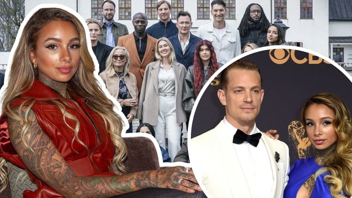 Cleo Kinnaman, deltagarna i höstsäsongen av Förrädarna 2025 och Joel Kinnaman tillsammans med Cleo Kinnaman