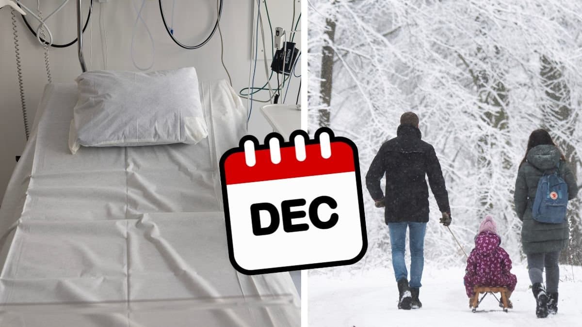 Patientsäng och barnfamilj.