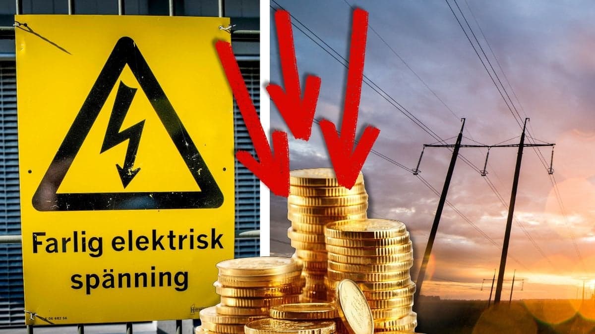 El varningsskylt och elledning.