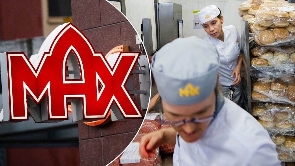 Bild på Max-skylt och folk som jobbar på Max Hamburgare.