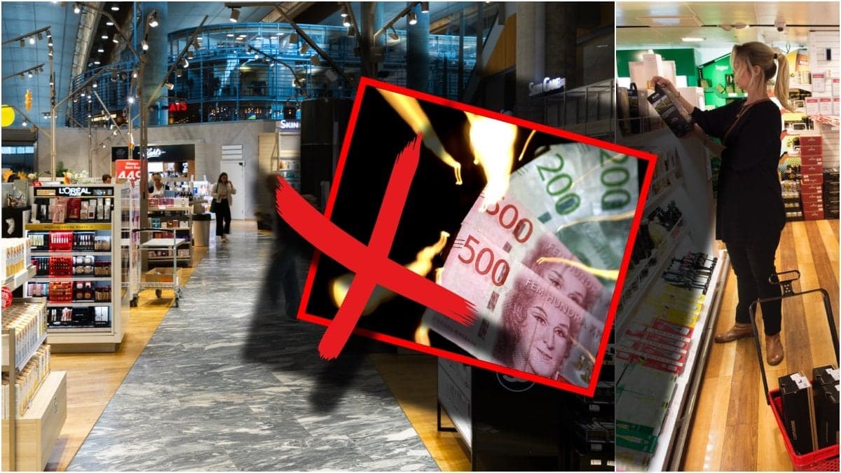 Genrebilder på taxfreebutiker och sedlar