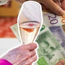 Pengar och ett bubbelglas.