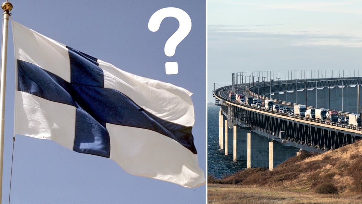 Finlands flagga och Öresundsbron