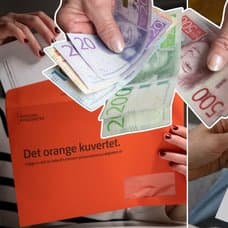 Det orange kuvertet och pengar.