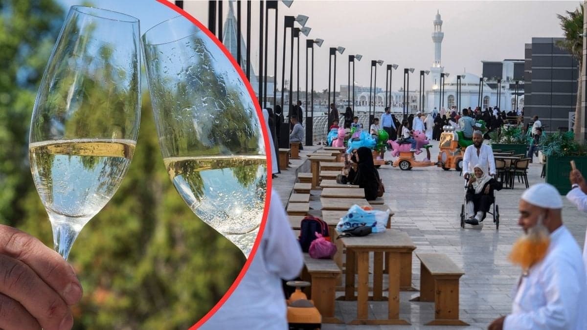 champagne och gatvy saudiarabien