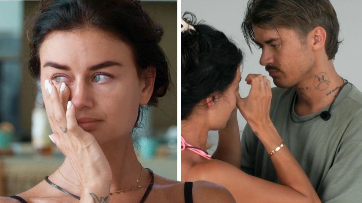 Cornelia Gyllborg och Malte Grkovic kramas i Ex on the beach och Cornelia gråter