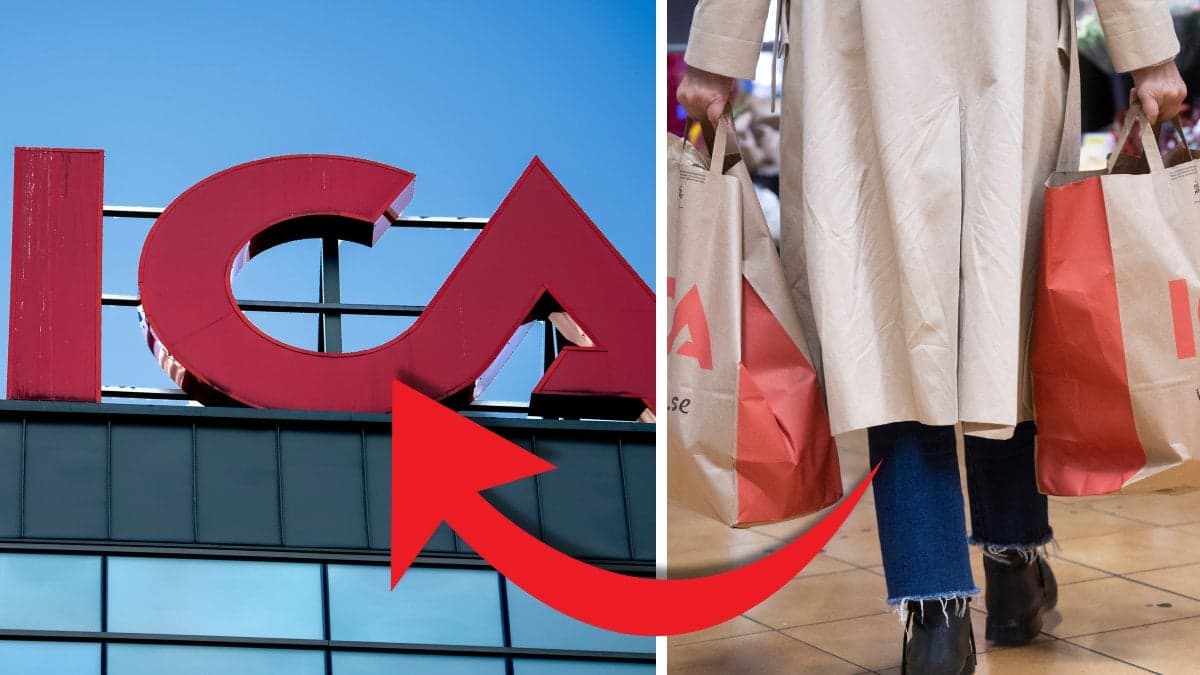 Ica och en kvinna med ica-kassar.