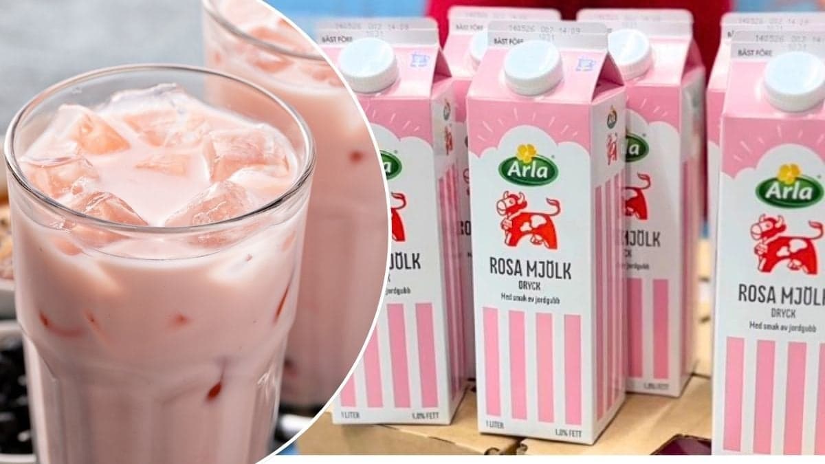 Bilder på Rosa mjölk.