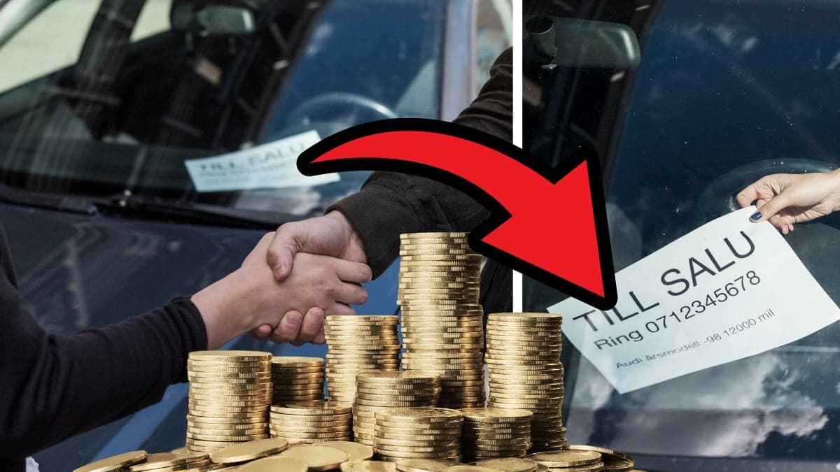 Bilförsäljare skakar hand.